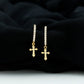 Certified Moissanite Cross Drop Earrings