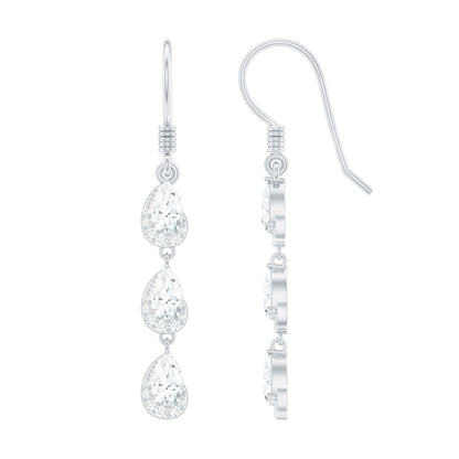 Certified Moissanite Dangling Wedding Earrings for Bride