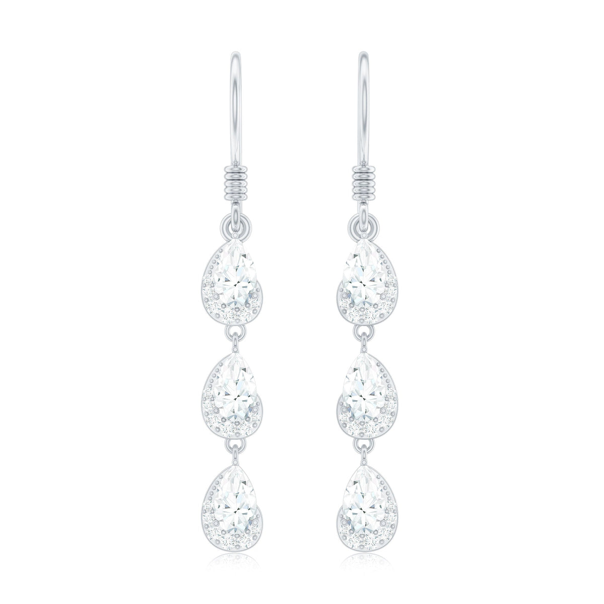 Certified Moissanite Dangling Wedding Earrings for Bride