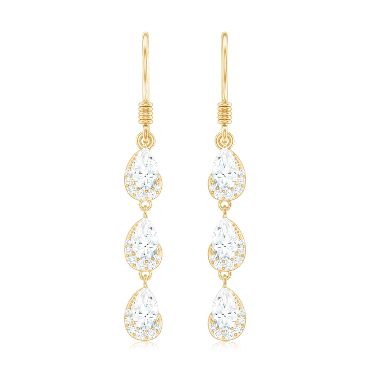 Certified Moissanite Dangling Wedding Earrings for Bride