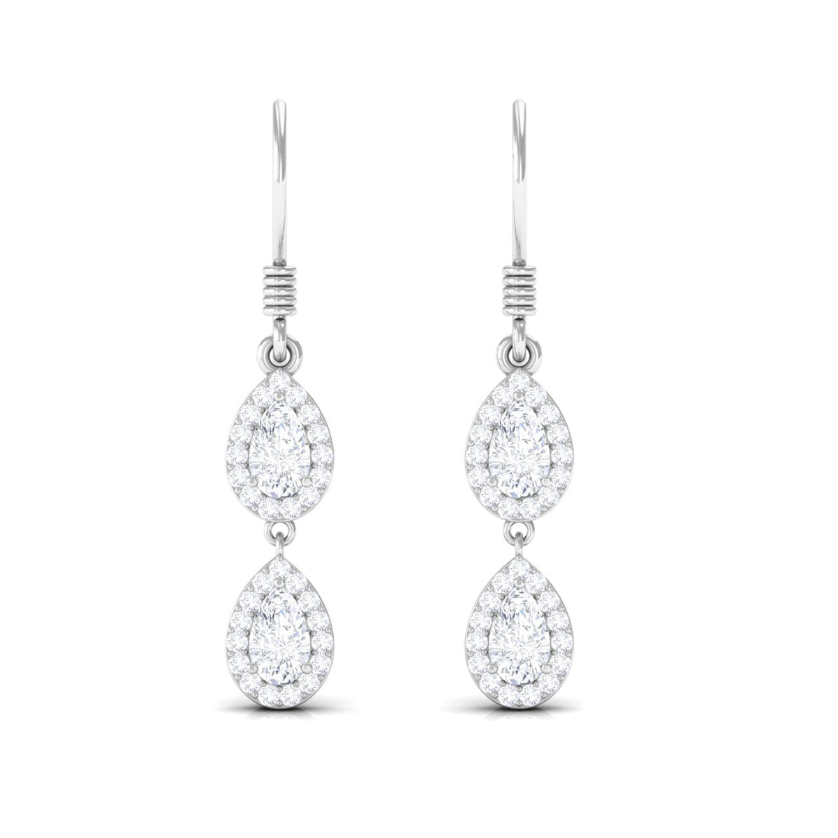 Pear and Round Cut Moissanite Dangle Earrings