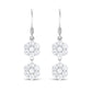 Certified Moissanite Double Flower Dangle Earrings with Fish Hook