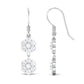 Certified Moissanite Double Flower Dangle Earrings with Fish Hook