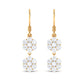 Certified Moissanite Double Flower Dangle Earrings with Fish Hook