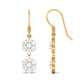 Certified Moissanite Double Flower Dangle Earrings with Fish Hook