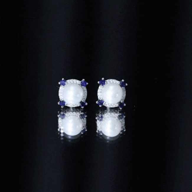 Pendientes Vintage de Perlas Naturales de Agua Dulce con Zafiro Azul