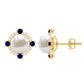 Pendientes Vintage de Perlas Naturales de Agua Dulce con Zafiro Azul