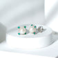 6 Carat Freshwater Pearl Bridal Stud Earrings with Emerald