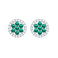 Lab Created Emerald Flower Earrings with Diamond Halo