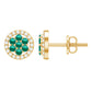 Lab Created Emerald Flower Earrings with Diamond Halo