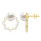Real Freshwater Pearl and Diamond Bridal Stud Earrings