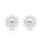 Freshwater Pearl Flower Statement Earrings with Diamond Halo