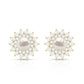 Freshwater Pearl Flower Statement Earrings with Diamond Halo