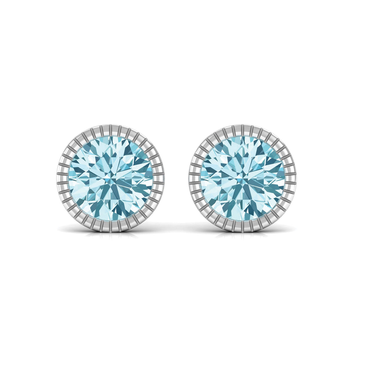 1.6 Carat Round Cut Aquamarine Martini Stud Earring