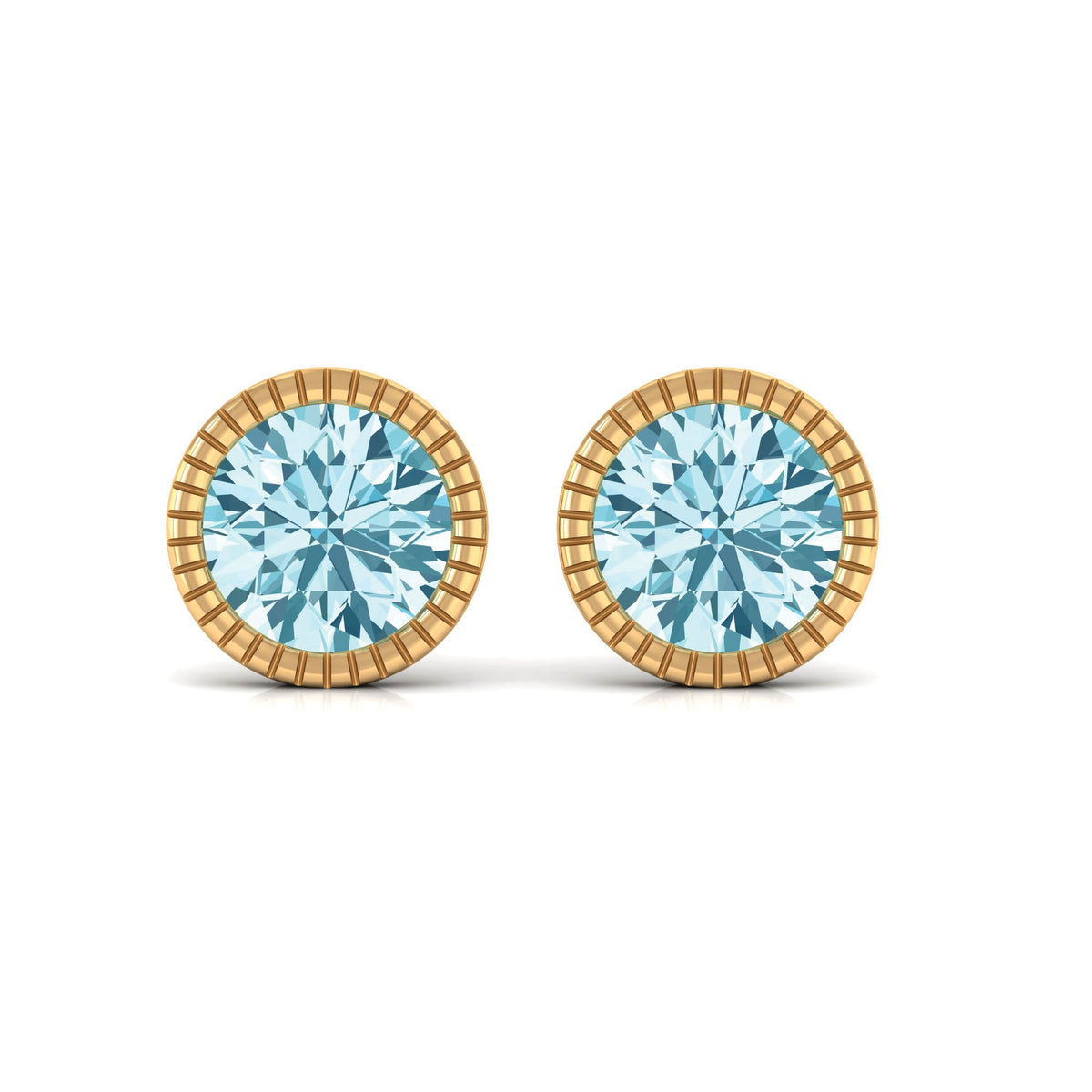 1.6 Carat Round Cut Aquamarine Martini Stud Earring