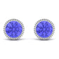 1 CT Round Cut Natural Tanzanite Solitaire Stud Earring in Bezel Setting