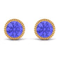 1 CT Round Cut Natural Tanzanite Solitaire Stud Earring in Bezel Setting