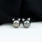 Natural Black Pearl Hello Kitty Earring with Certificate