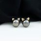 Natural Black Pearl Hello Kitty Earring with Certificate