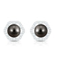 15 CT Tahitian Black Pearl and Diamond Flower Stud Earrings