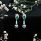 Pendientes de boda auténticos de perlas negras con esmeraldas y diamantes