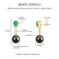 Pendientes de boda auténticos de perlas negras con esmeraldas y diamantes
