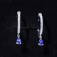 Real Tanzanite Teardrop Hoop Earrings with Diamond Accent