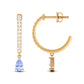Real Tanzanite Teardrop Hoop Earrings with Diamond Accent