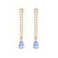 Real Tanzanite Teardrop Hoop Earrings with Diamond Accent