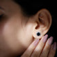 3 Carat Black Spinel Stud Earrings with Diamond Halo