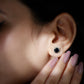 3 Carat Black Spinel Stud Earrings with Diamond Halo