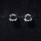 5MM Round Lab Created Black Diamond Cat Stud Earrings