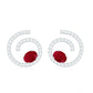 1 CT Oval Cut Ruby and Diamond Swirl Stud Earrings