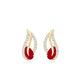 Natural 0.6 Carat Ruby Leaf Earrings with Diamond for Women