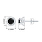 Dainty Floral Earrings with Round Cut Black Spinel