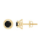 Dainty Floral Earrings with Round Cut Black Spinel