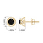 Dainty Floral Earrings with Round Cut Black Spinel
