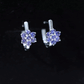 Round Shape Tanzanite Flower Hoop Earrings