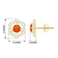 0.9 Carat Fire Opal and Diamond Geometric Stud Earrings