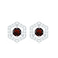 0.6 Carat Minimal Garnet and Diamond Geometric Stud Earrings