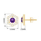 Minimal Amethyst and Diamond Geometric Stud Earrings