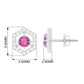 0.4 Carat Minimal Pink Tourmaline and Diamond Geometric Stud Earrings