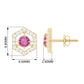 0.4 Carat Minimal Pink Tourmaline and Diamond Geometric Stud Earrings