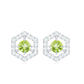 1 Carat Genuine Peridot and Diamond Geometric Stud Earrings