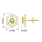 1 Carat Genuine Peridot and Diamond Geometric Stud Earrings