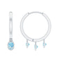 Genuine Aquamarine Hoop Earring in Bezel Setting