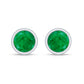 Bezel Set Round Emerald Solitaire Stud Earrings