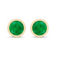 Bezel Set Round Emerald Solitaire Stud Earrings