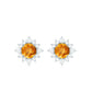 1 CT Classic Citrine Stud Earrings with Diamond Halo