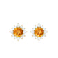 1 CT Classic Citrine Stud Earrings with Diamond Halo